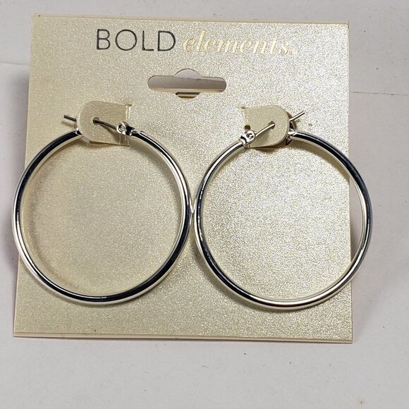 Stylish and Durable Silver-Tone Hoop Earrings w/ Secure Latch-Back Closure Women - Picture 4 of 6